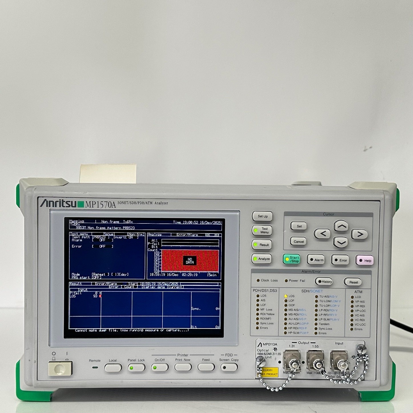 Anritsu MP1570A SONET/SDH/PDH/ATM Analyzer Options: 01, 02, 06, 10, 11 w/ Manual
