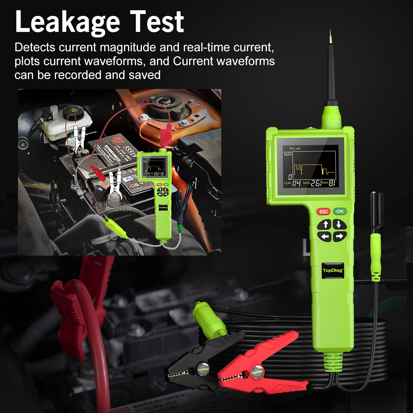 TOPDIAG P200 Pro Circuit Detector Power Fuel Injector For 9V-48V Car Truck Boat