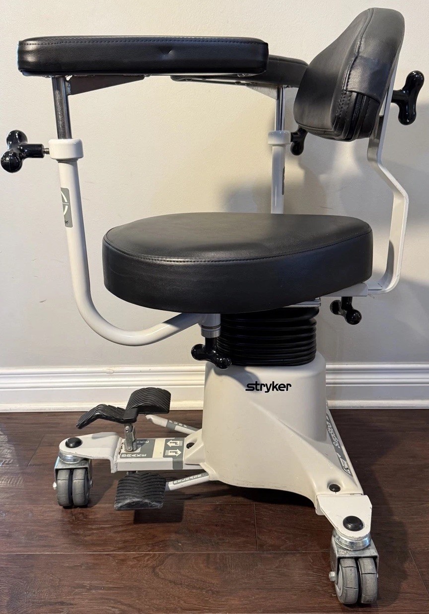 Stryker 830 SurgiStool II Surgeon Stool w/ Adjustable Back and Armrests