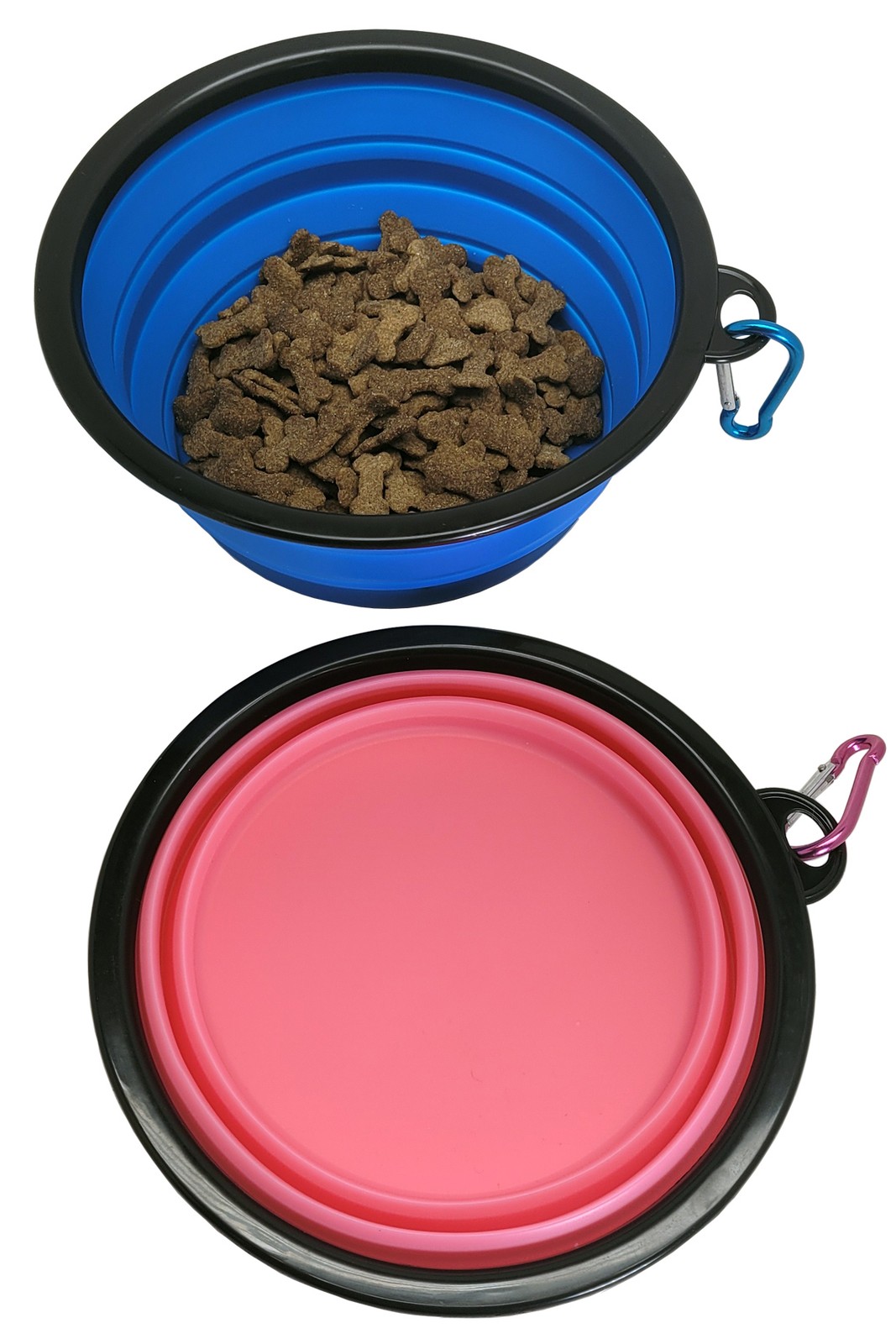 XL Travel Dog Dish - Fold Flat For Storage or Pop Open For Use - PINK - Silicone