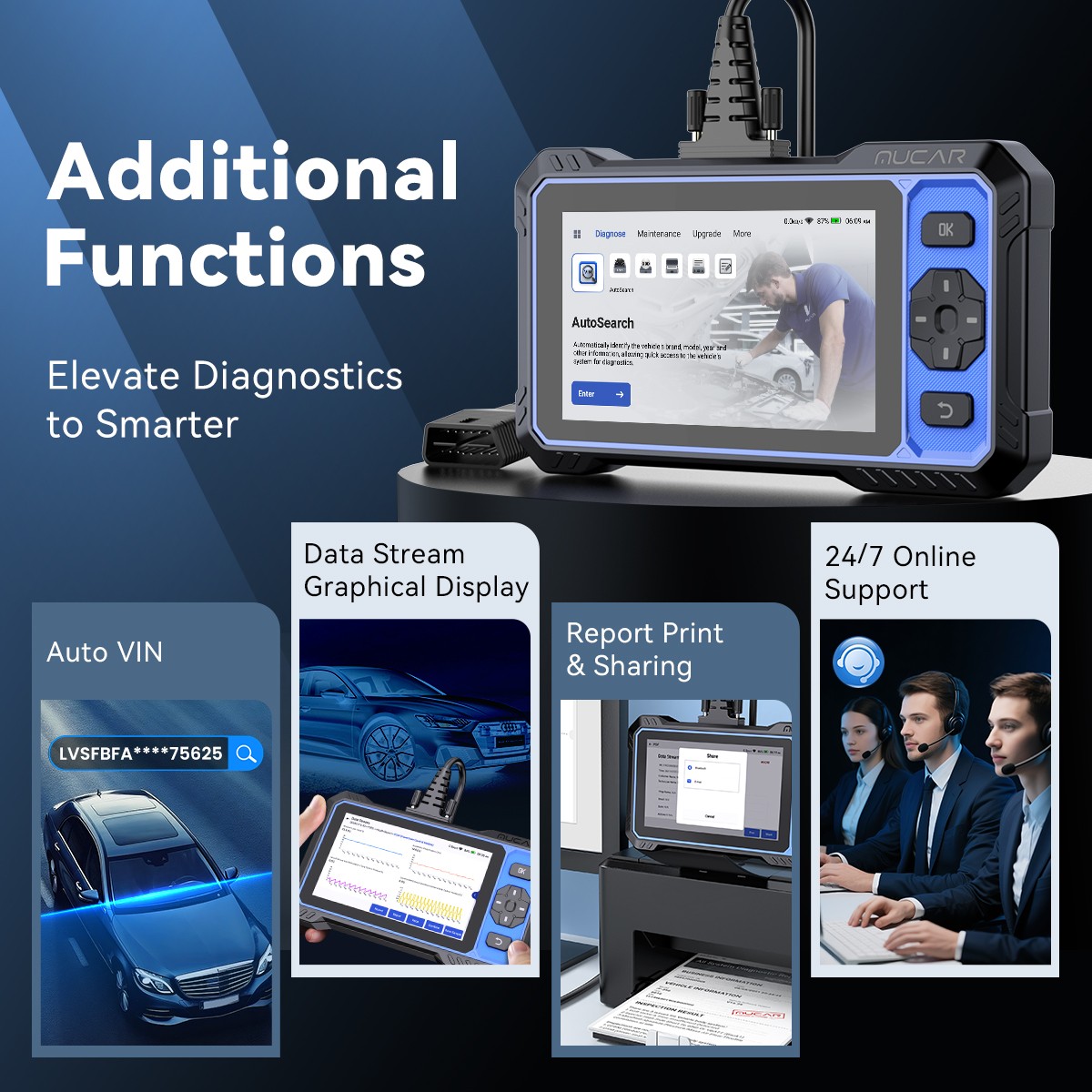 2026 Mucar 682 Fault Code Reader OBD2 Scanner ABS SRS Car Diagnostic Tool US