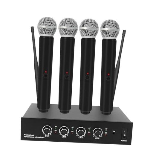 UHF 4-Channel Wireless Microphone System - 4 Handheld Dynamic G02-4*Microphones