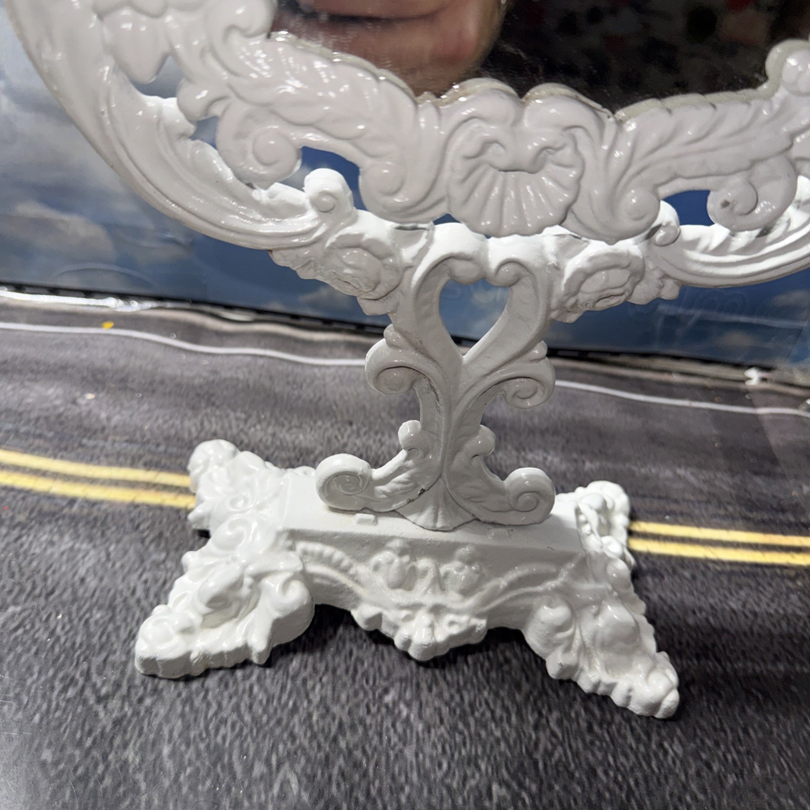 Antique Victorian Style Wrought Iron Dressing Vanity Swinging Mirror