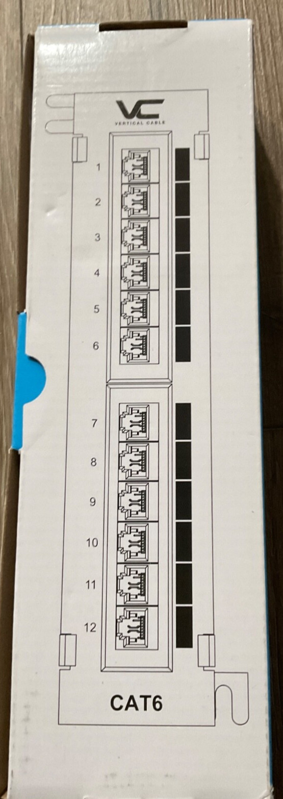Vertical Cable 12-port Cat6 UTP LAN Mini Patch Panel 042-2134 New in Box