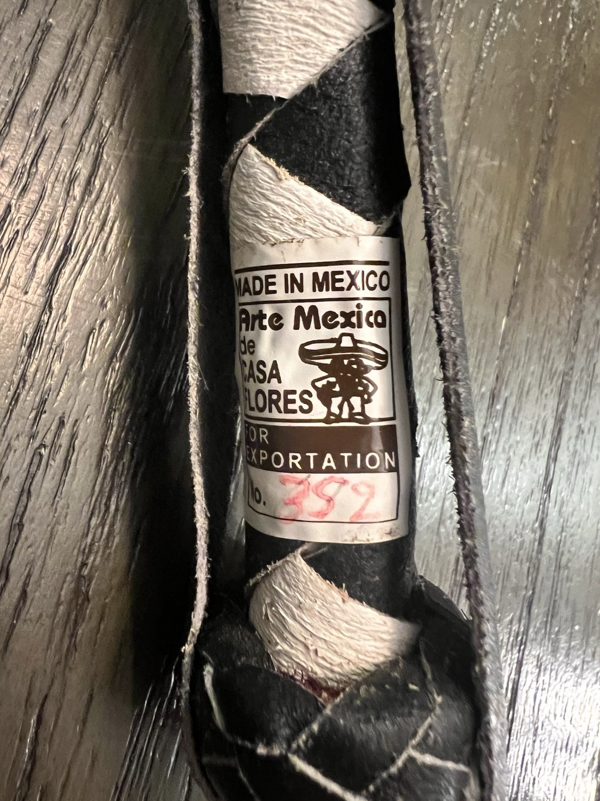 black and white 5’ foot Mexican leather whip Equestrian Outdoor # 352