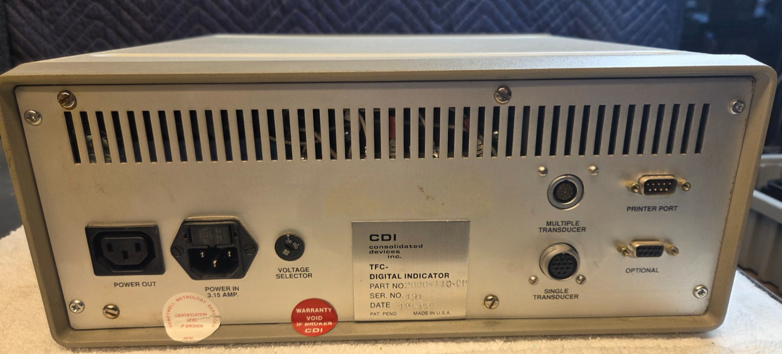 CDI Consolidated Devices TFC-Digital 2000-110-OH Computest Force Torque Tester