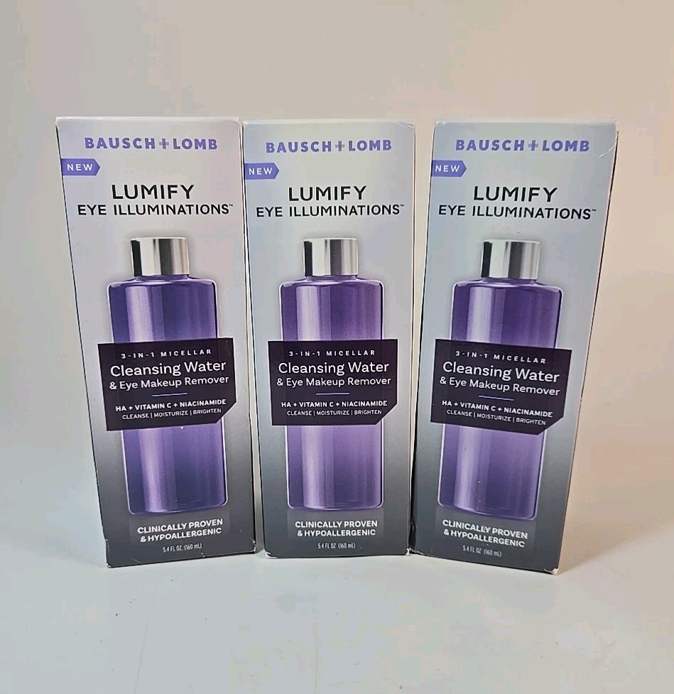 3 Pack: Bausch + Lomb Lumify 3 in 1 Micellar Cleansing Water 5.4oz ea