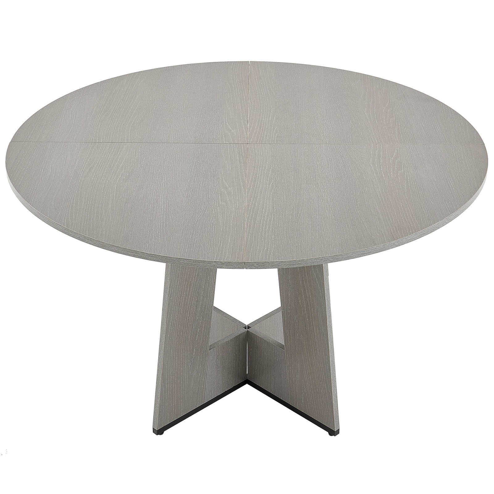 47 in Round Dining Table Wood Kitchen Table for 4-6 Person Grey (Only Table)