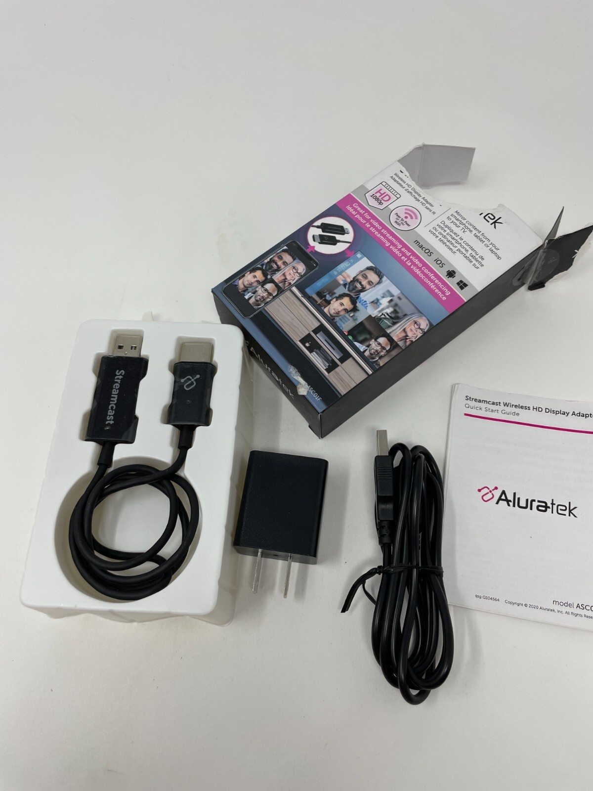 Aluratek - Streamcast Wireless HDMI Display/TV adapter for PC/Mobile/Tablet