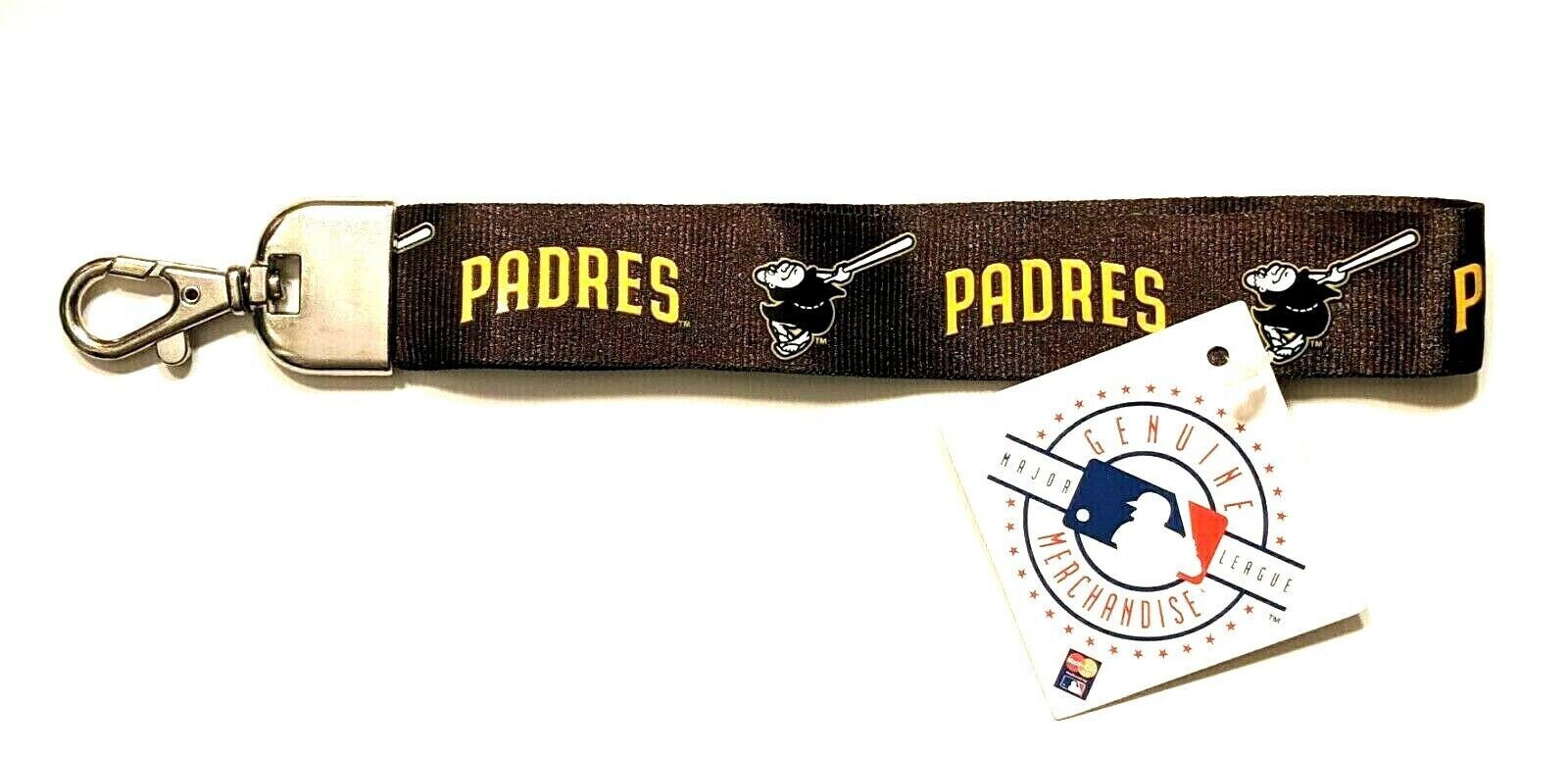 San Diego Padres Wristlet Lanyard Keychain Holder Clip - Brown