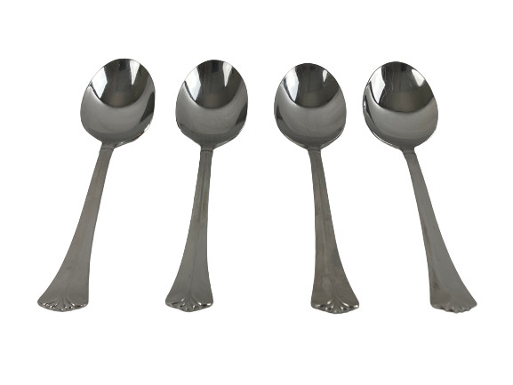 Pfaltzgraff Ellington Stainless Steel Soup Spoons Set of 4 18/8 Pre-owned