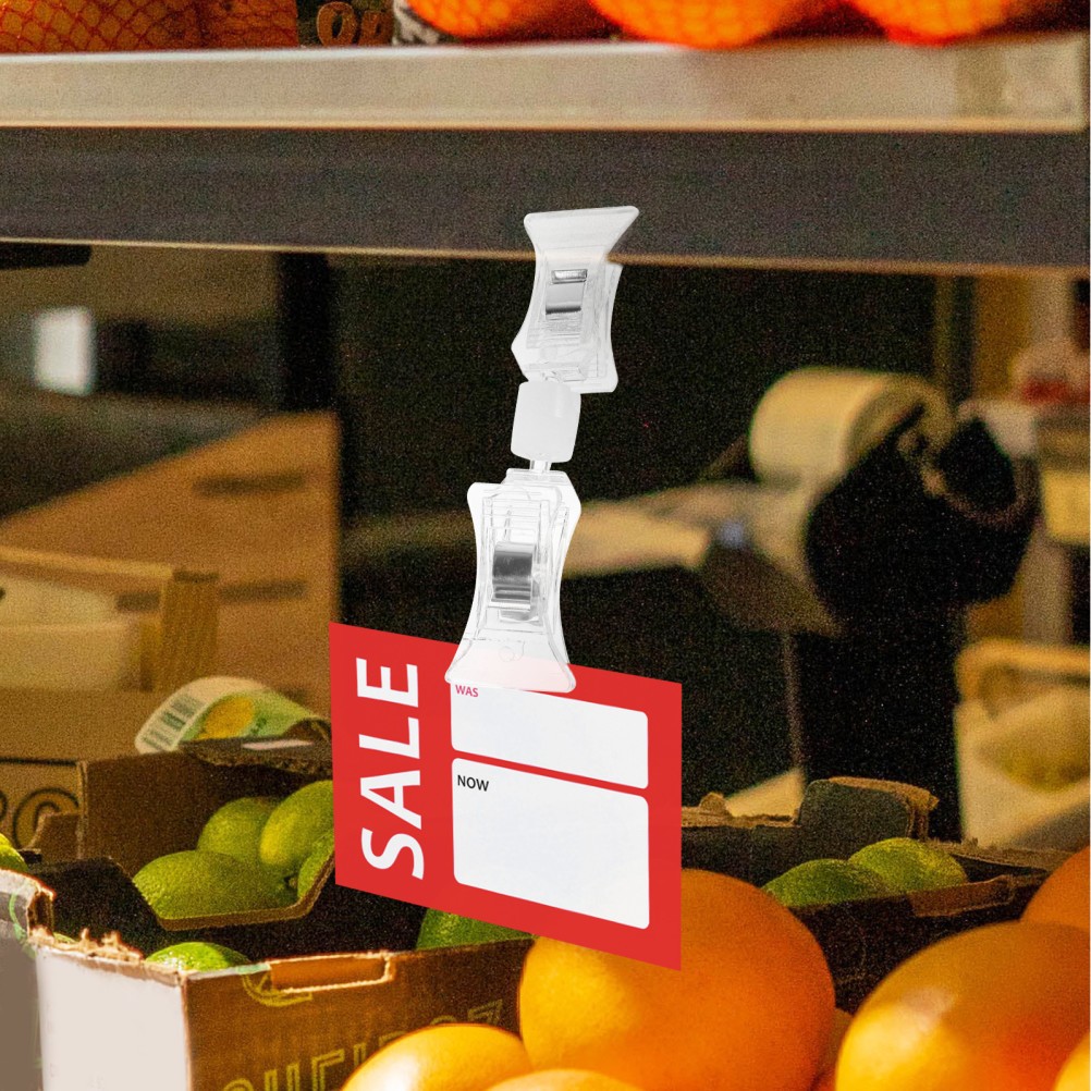 10Pcs Multi Function Plastic Sign Holders Swivel Clips for Store Shelves
