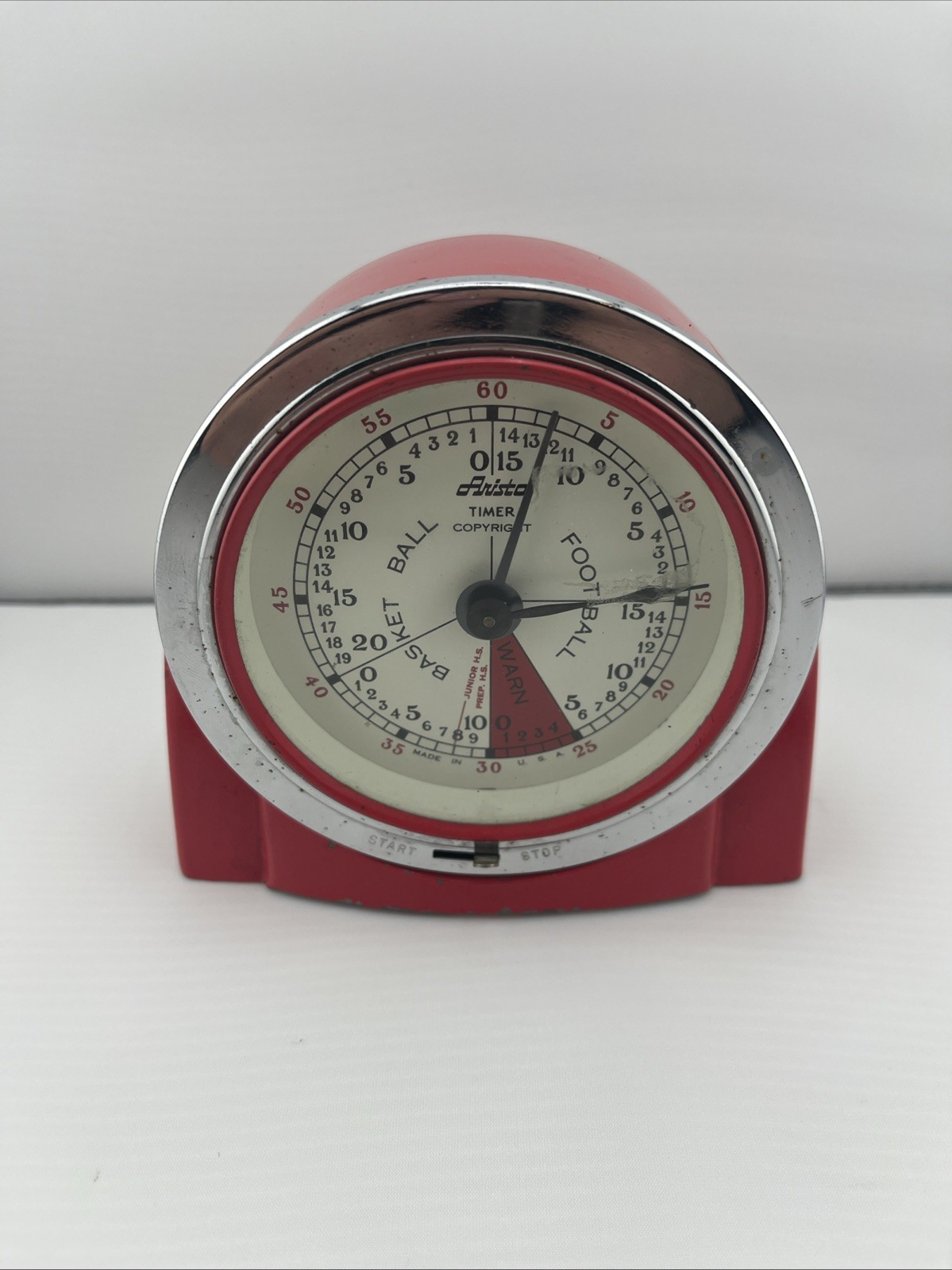 Aristo Vintage Sports Timer Stop Watch Football Basketball Clock in Red