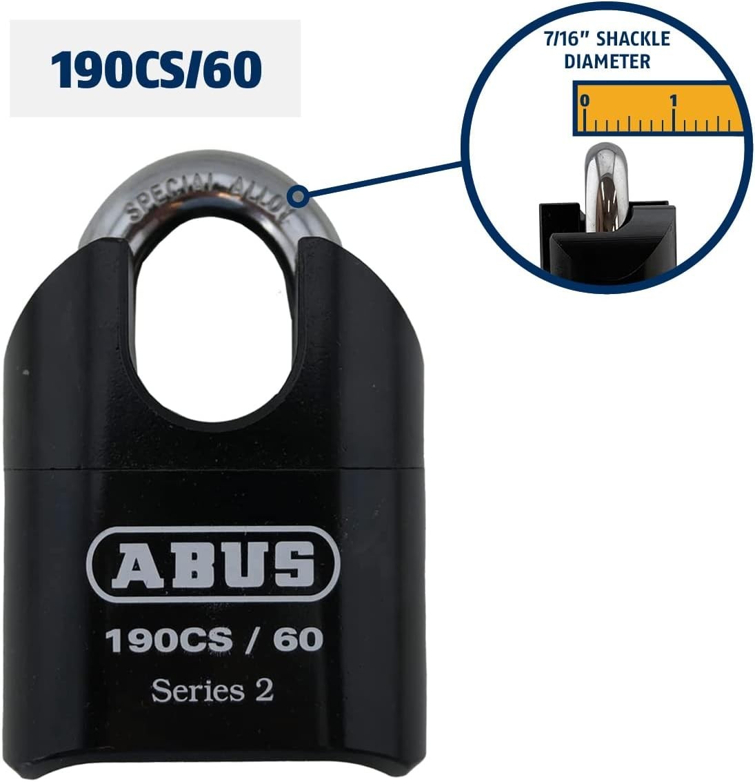 190CS/60 Heavy Duty Solid Steel Combination Padlock - Black, 4 Dial Security