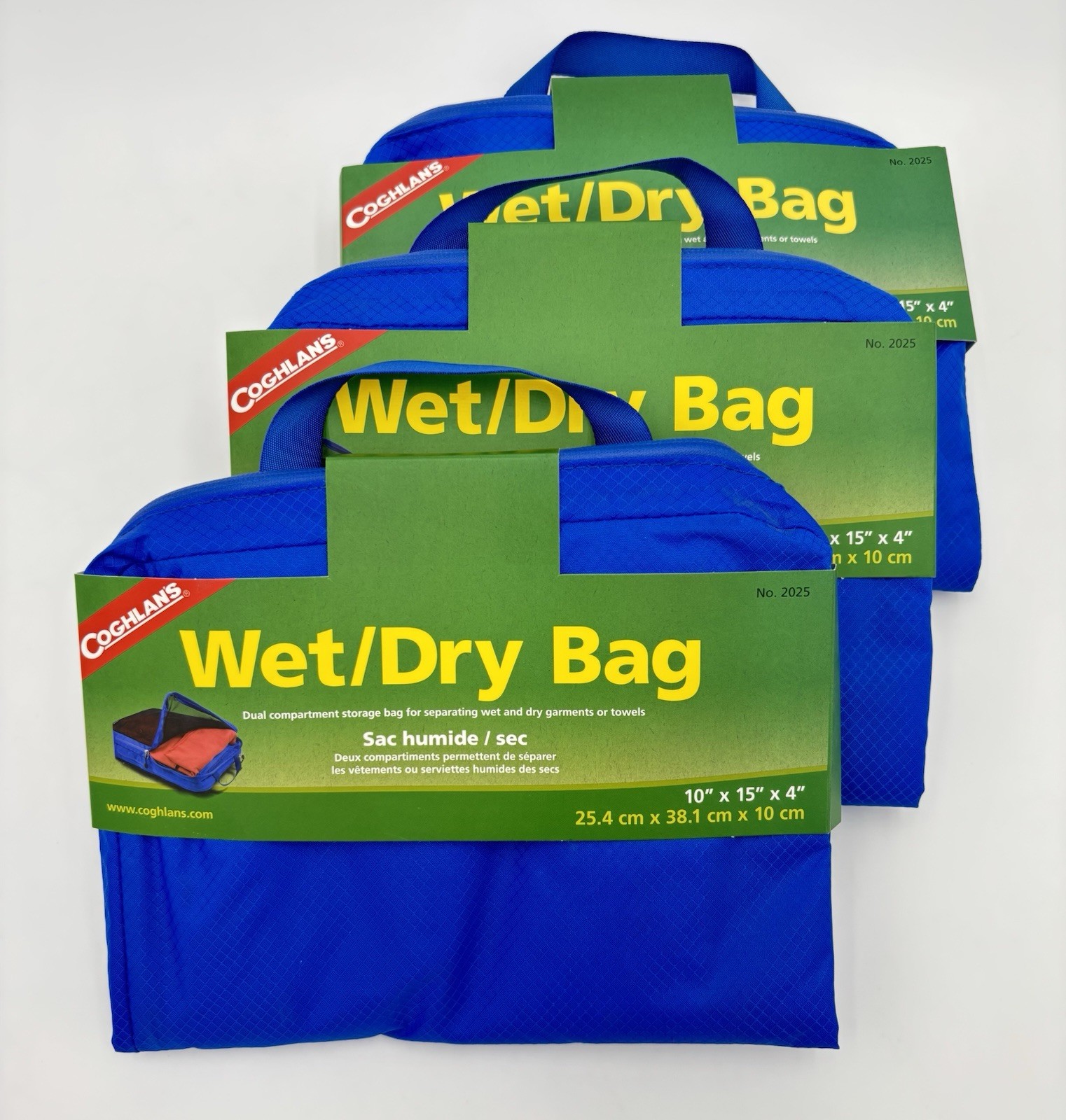 LOT OF 3 Coghlan's Dual Compartment Wet and Dry Storage Bag Garment Travel NEW