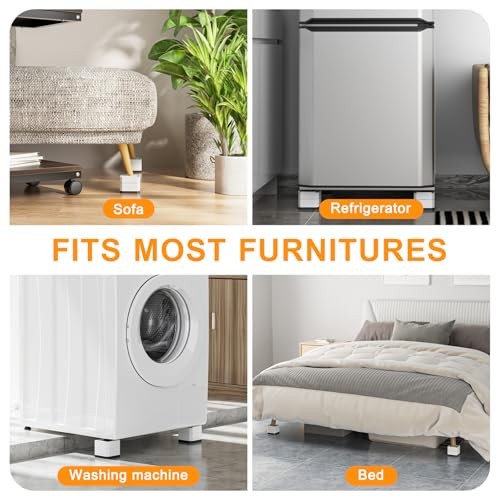 Heavy Duty Bed Risers, Adjustable Furniture Risers, Square 2, 3 or 4 White
