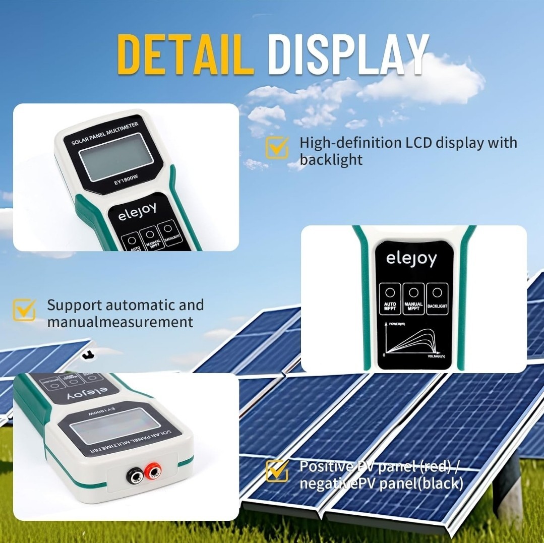 1800W Solar Panel Tester MPPT Photovoltaic Panel Multimeter, Upgraded Measuring