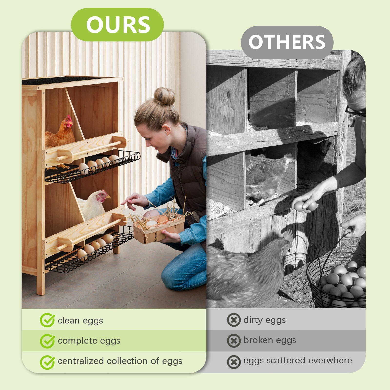 Wooden Nesting Box for Chicken Coop 4-Compartment Egg Laying Box for Poultry