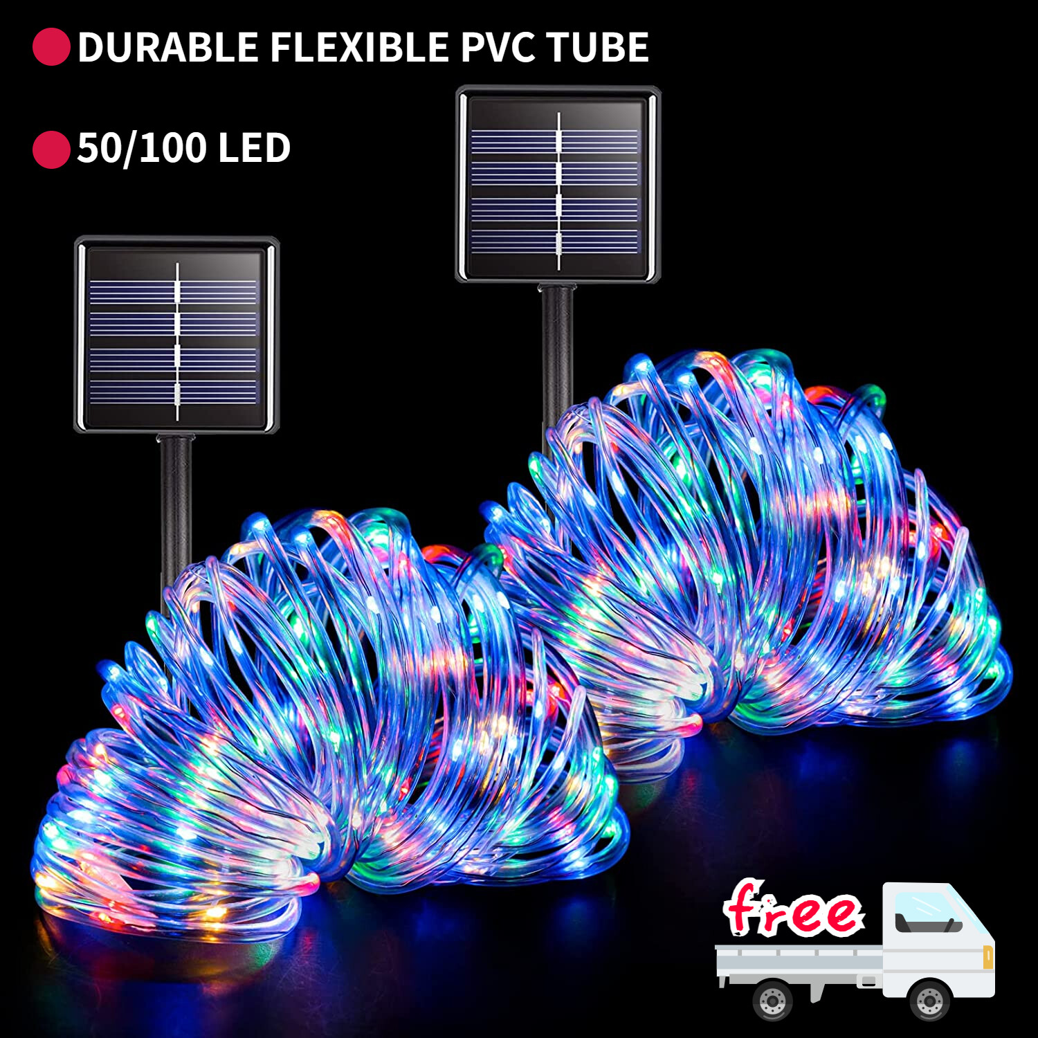 2PACK LED Solar Powered Rope Fairy Garden Lights String Strip Outdoor Patio USA