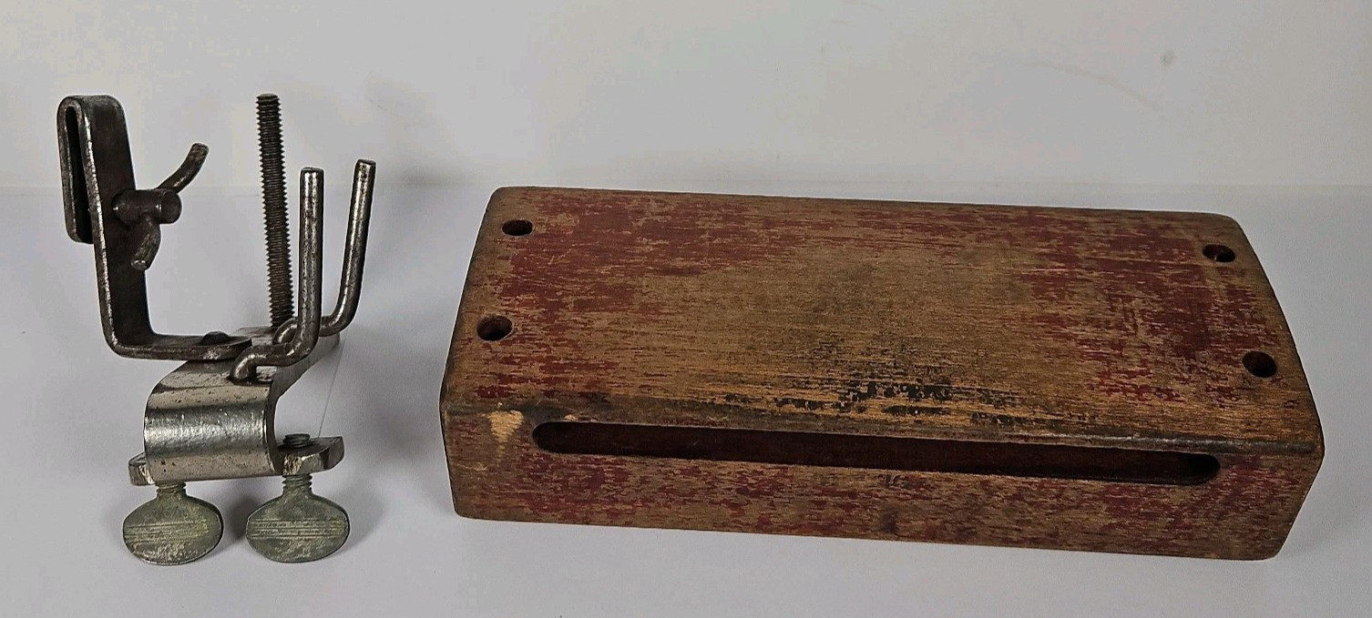 Wood Block Cow Bell Bass Drum Ludwig Leedy Era Clamp-On 30s Mount Vintage Kit