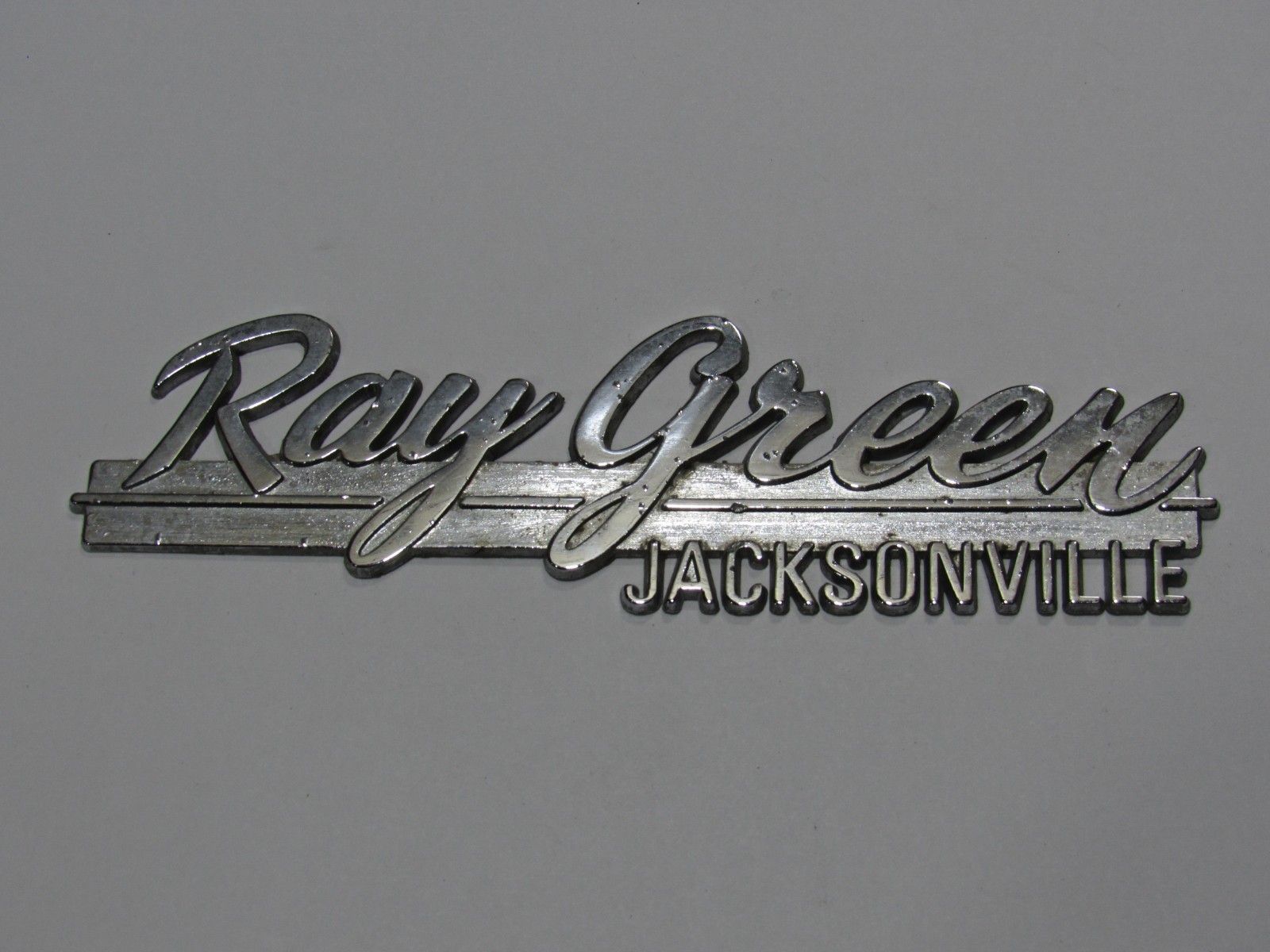 VTG Ray Green Chevrolet Jacksonville Illinois Metal Dealership Badge Emblem Tag