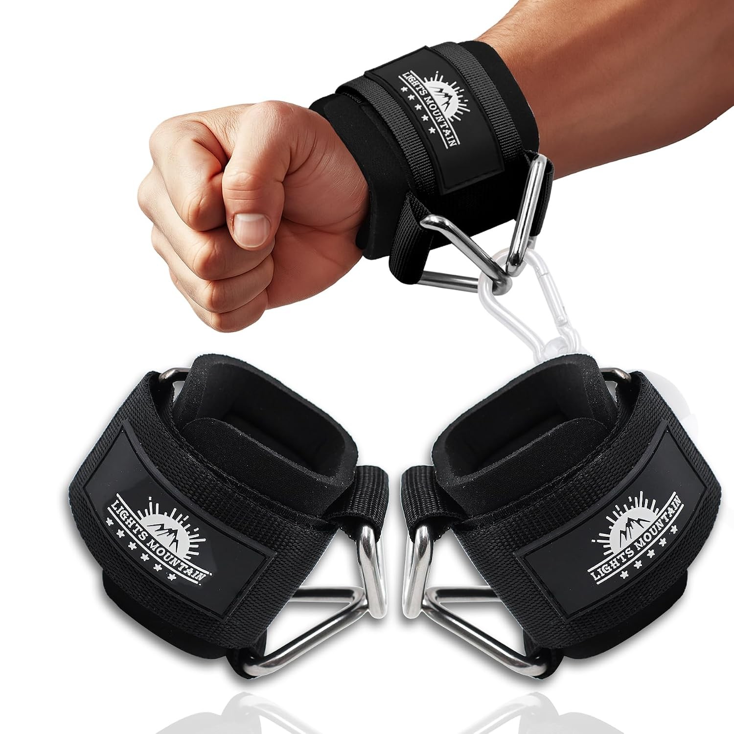 Padded Adjustable Wrist Cuffs for Cable Machines Lateral Raises Black XL