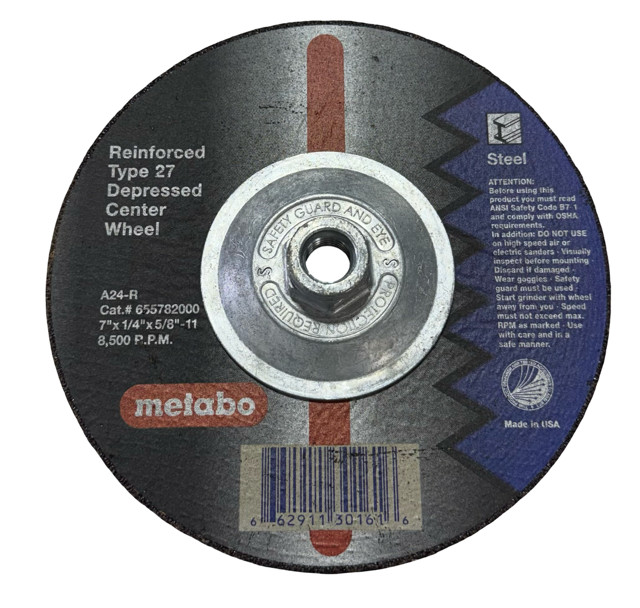 Metabo 7" x 1/4" x 5/8-11 Reinforced Metal Grinding Wheel A24-R