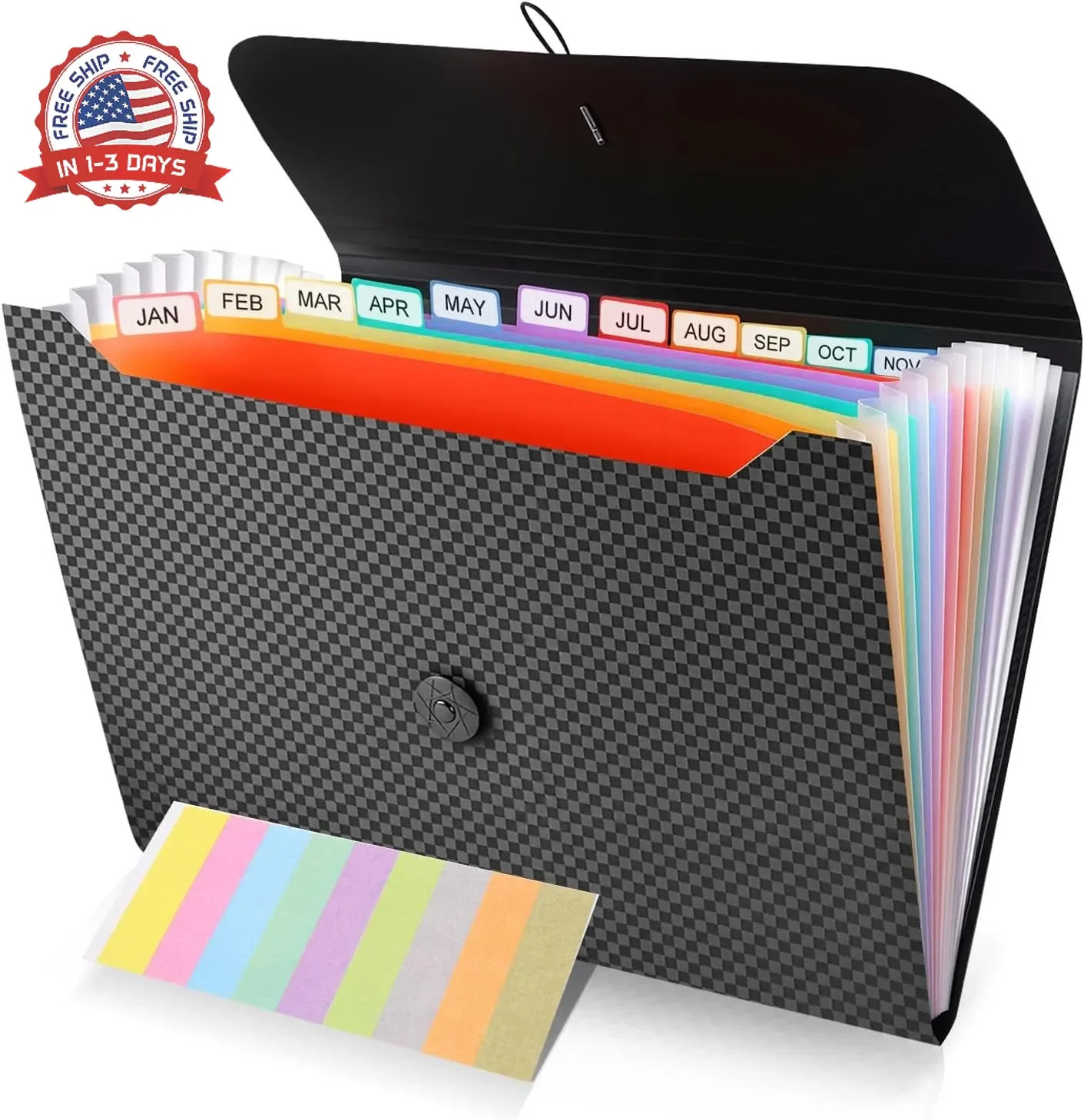 Heavy-Duty Expanding File Folder 13 Pocket Waterproof PP Plastic A4 Size for Off