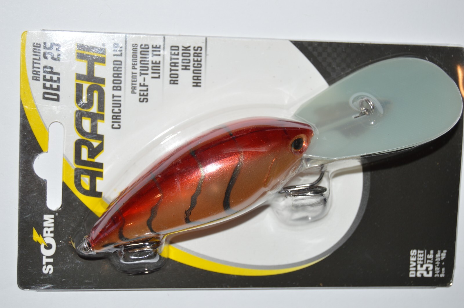 storm arashi rattling deep 25 3.5" bass crankbait dives to 25' rusty craw