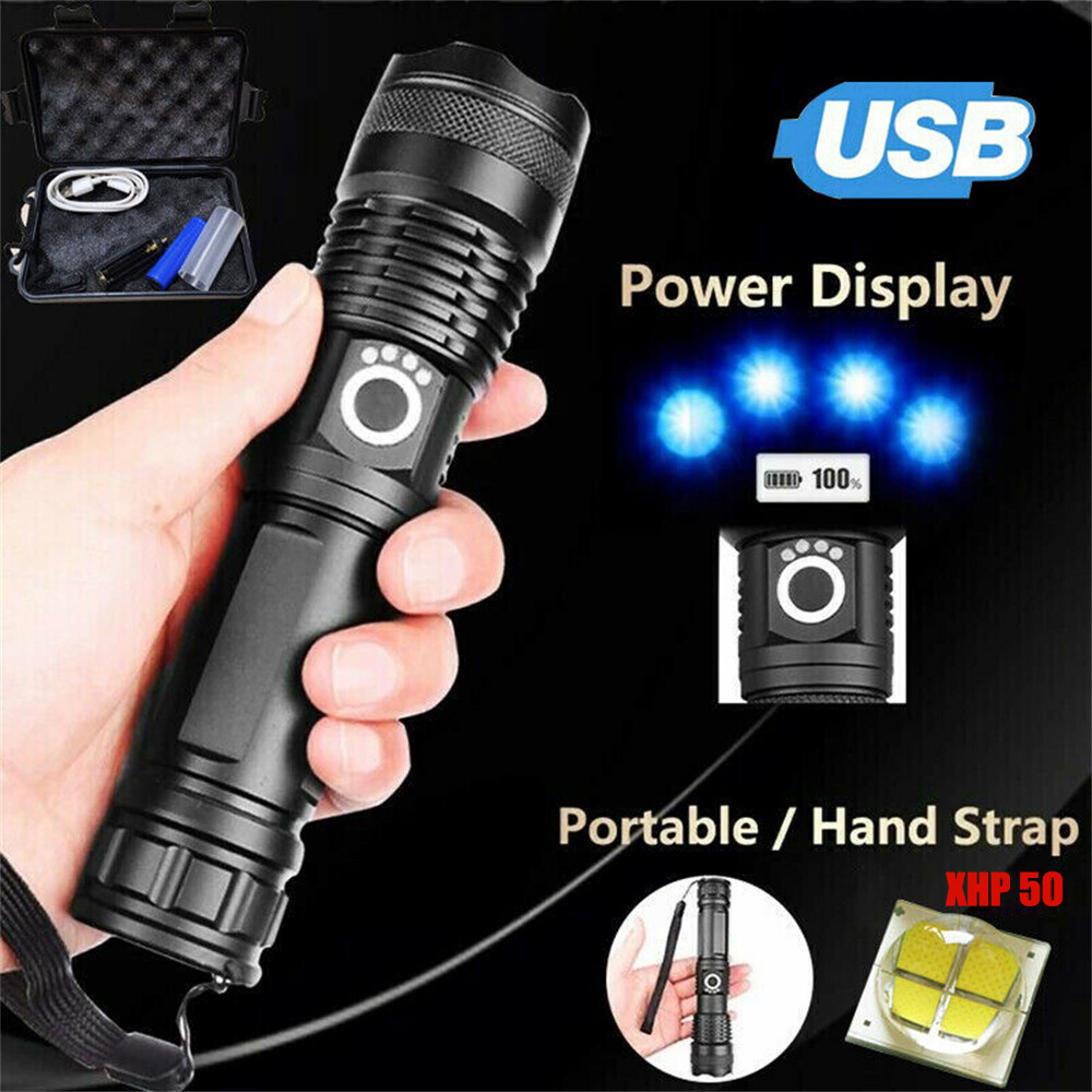 Super Bright 1200000 LM LED Tactical Flashlight Rechargeable Torch Work Light
