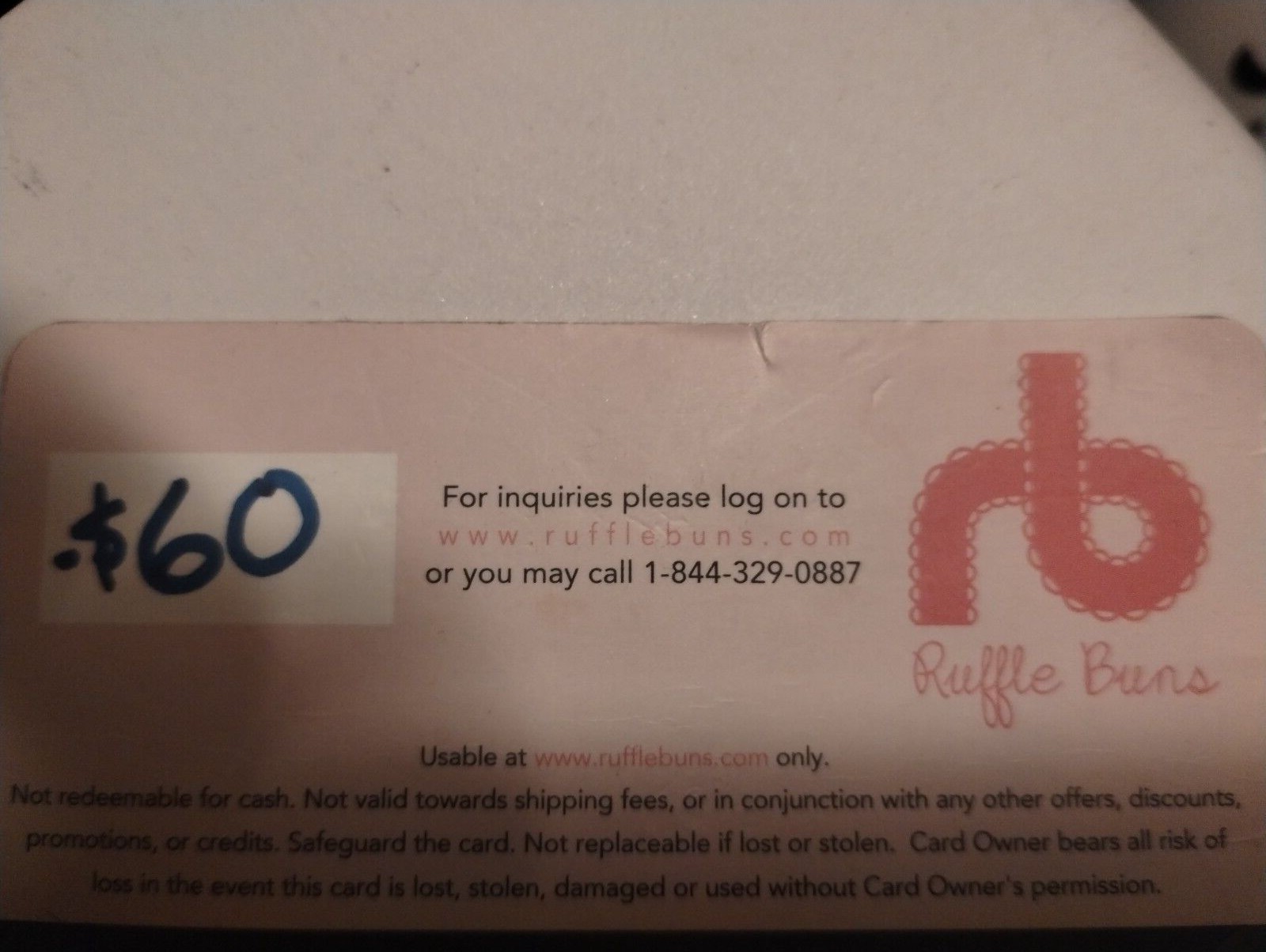 Ruffle Buns Gift Card $60 balance