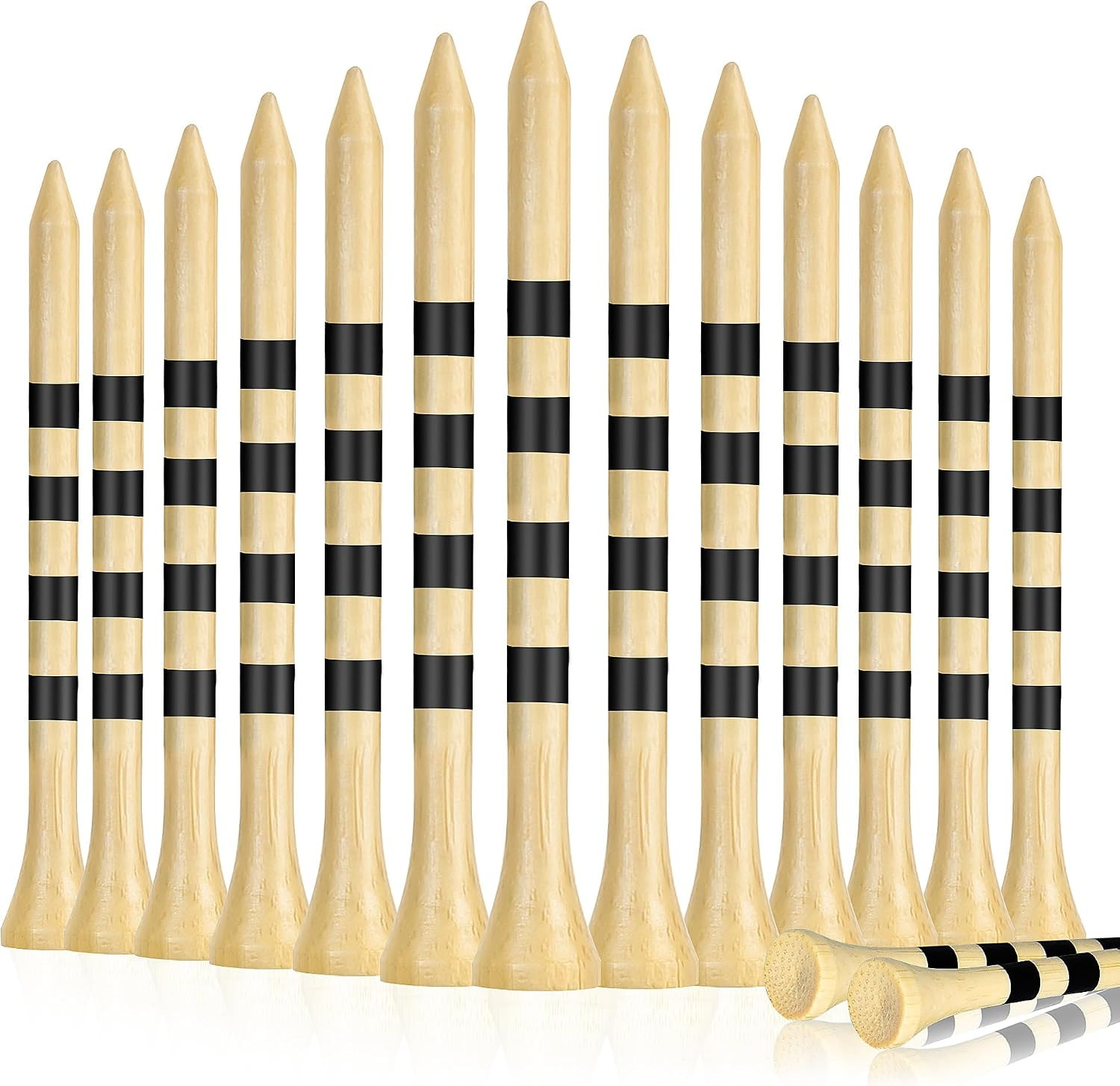 Natrual Wooden Golf Tees 100 Pack Biodegradable Bamboo Golf Tees,More