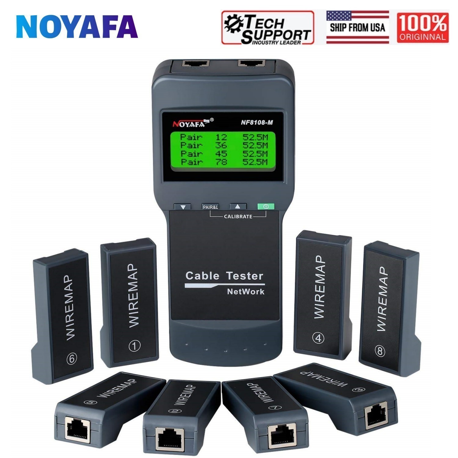 NOYAFA NF-8108M RJ45 Cat5E Cat6E NetWork Lan Cable Wire Length Tester 8 Remote