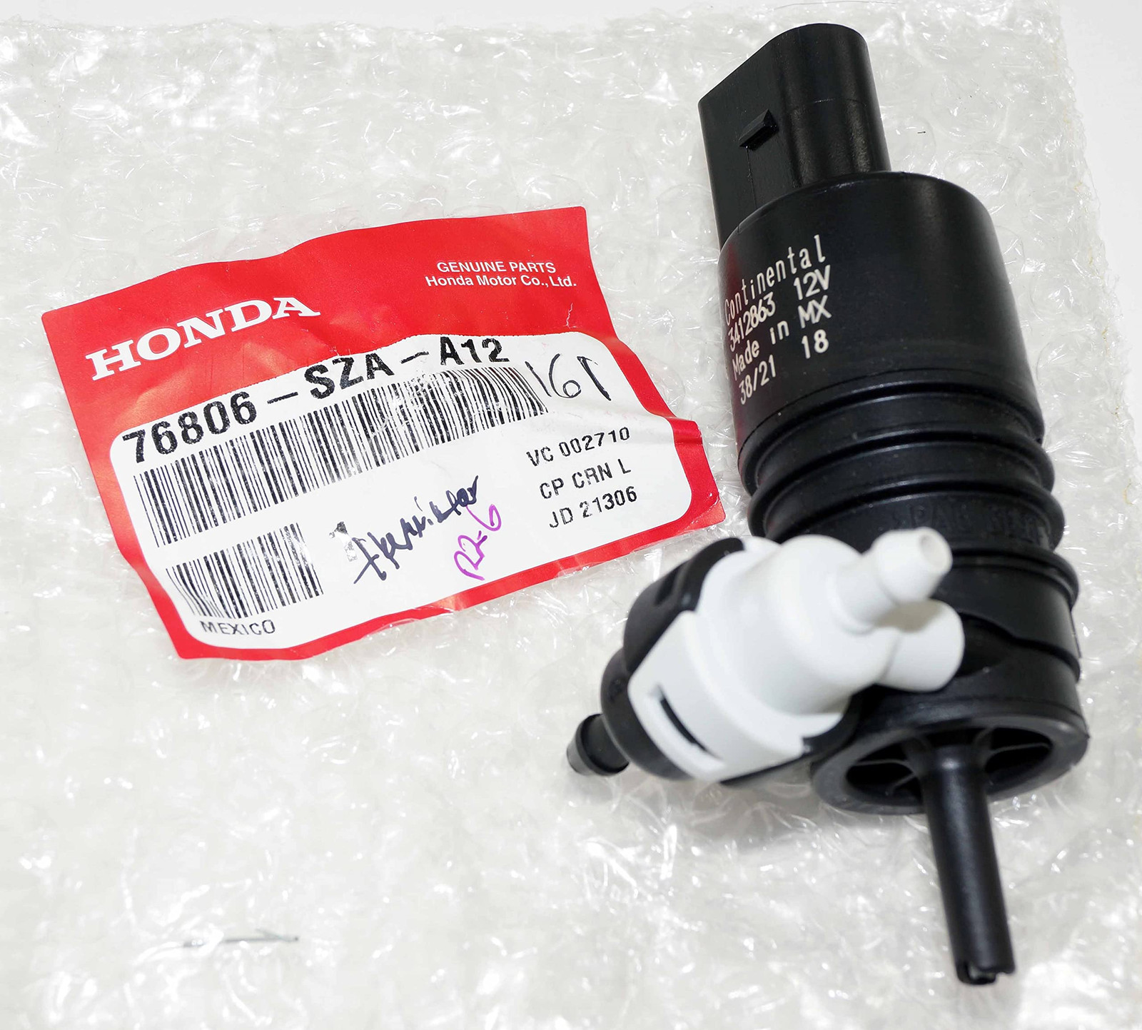 Genuine Honda 76806-SZA-A12 Windshield Washer Pump Assembly