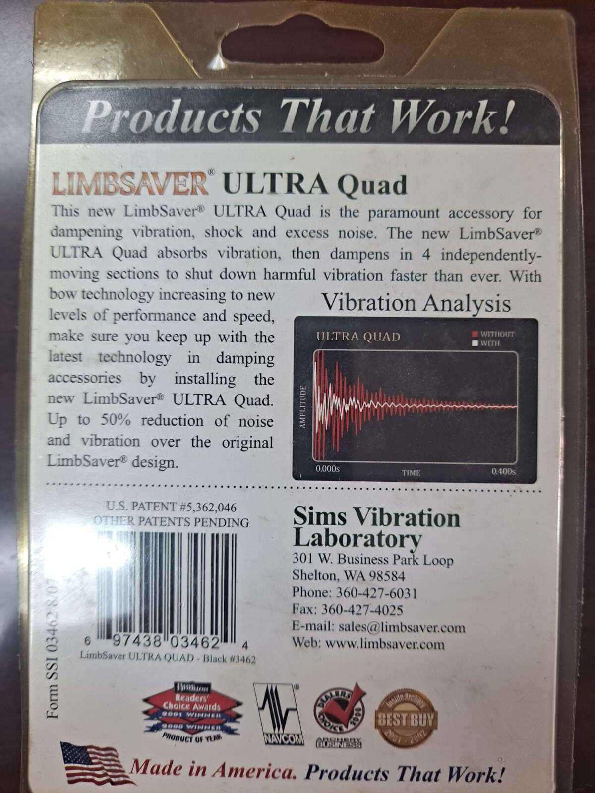LimbSaver Ultra Quad Split Limb Vibration Dampener 3462 BLACK