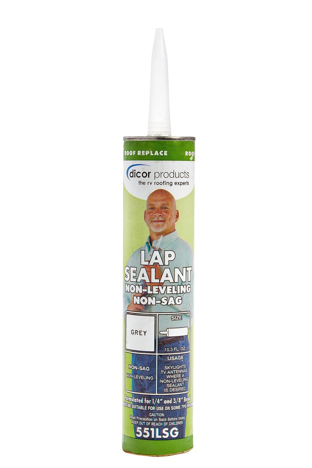 Dicor 551LSG-1 HAPS-Free Non-Leveling Lap Sealant - 10.3 Oz, Grey, Secure, Id...