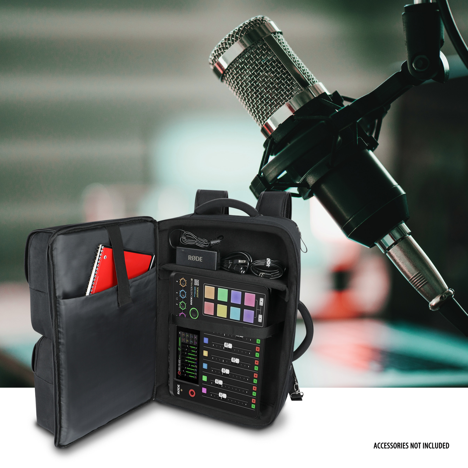 GOgroove Audio Mixer Backpack- Podcast Mixer Case Compatible with RODECaster Pro
