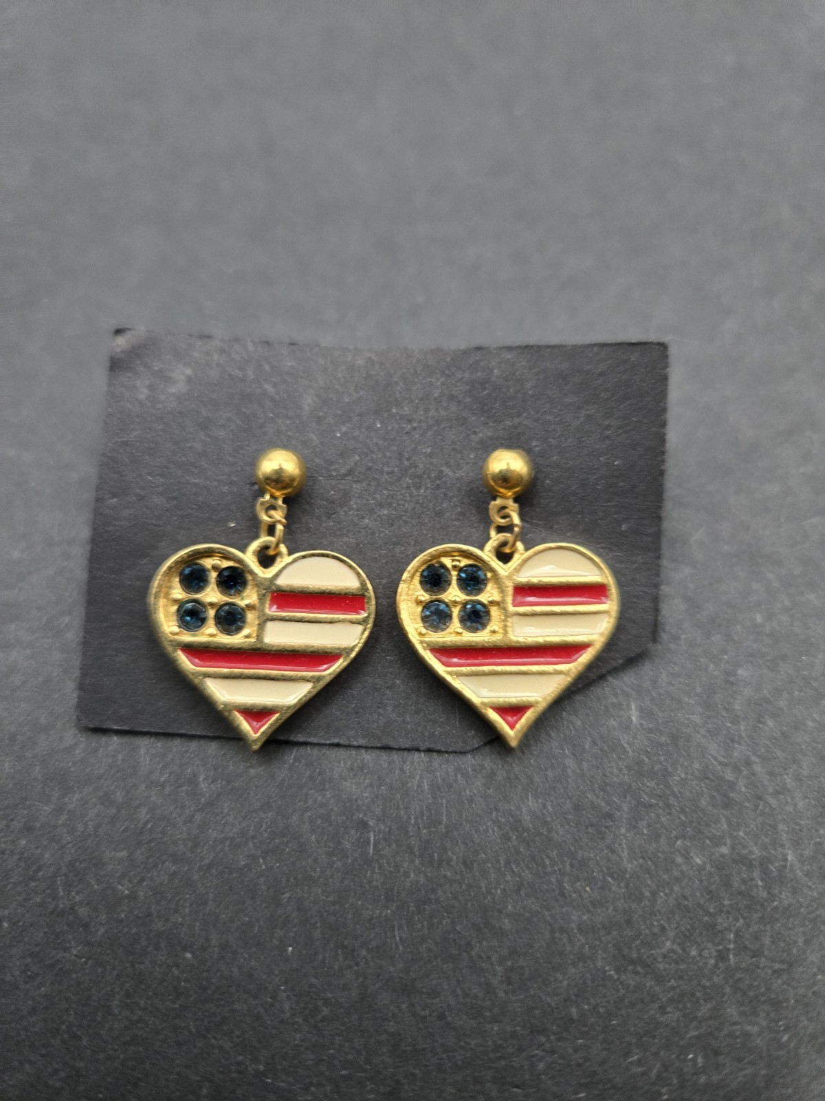 American Flag Heart Pierced Earrings