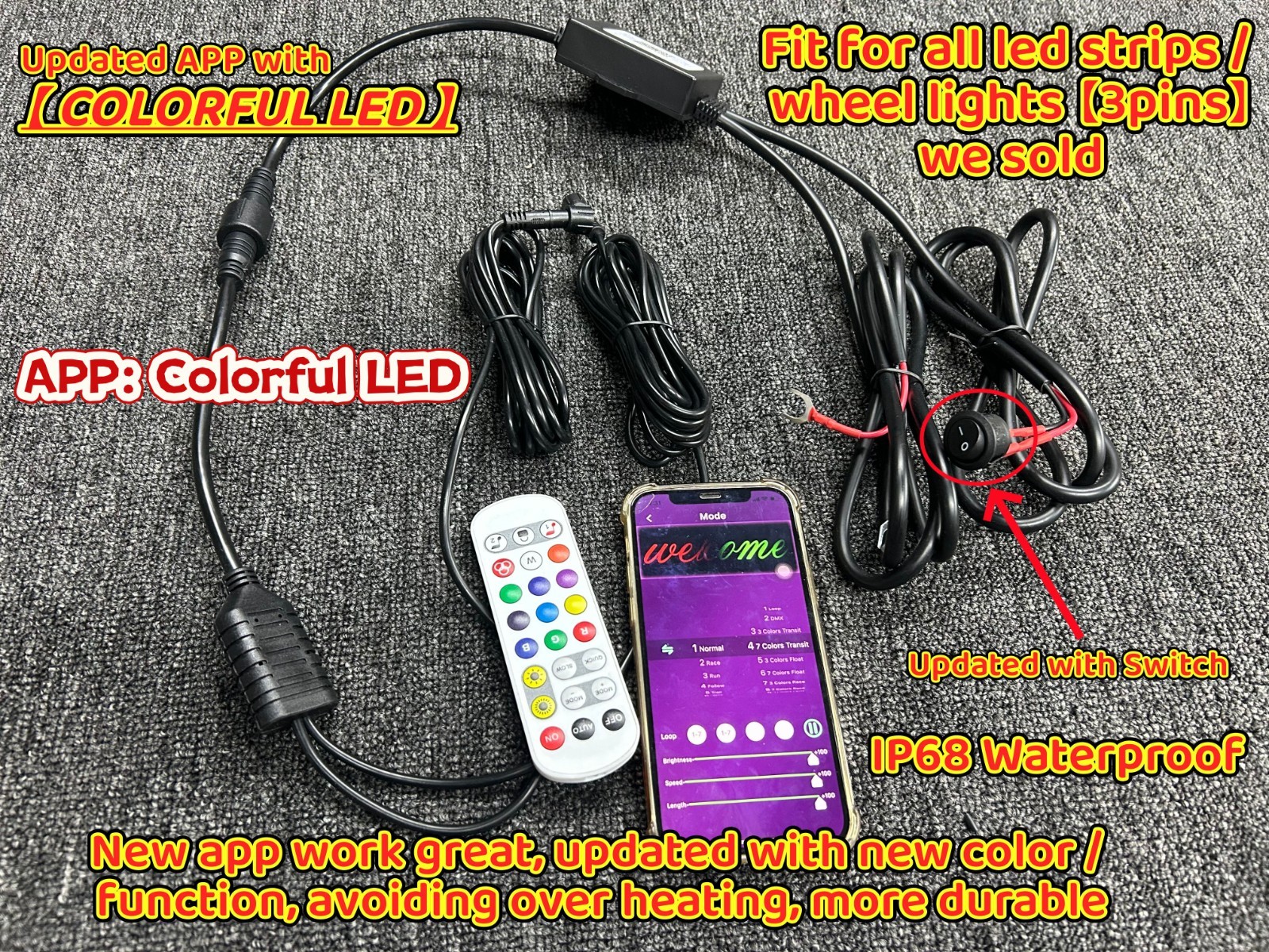 Tzvmny - Bluetooth + Remote Harness Dream Color CHASING 3Pins for Light Strips