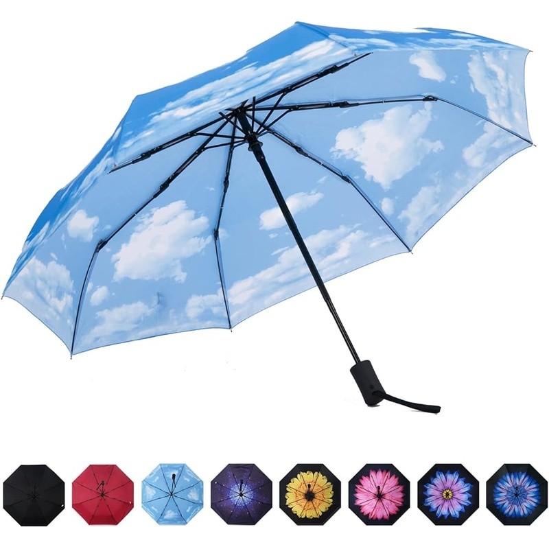 Durable Compact Travel Umbrella Windproof Waterproof Auto Open Close Lightweight