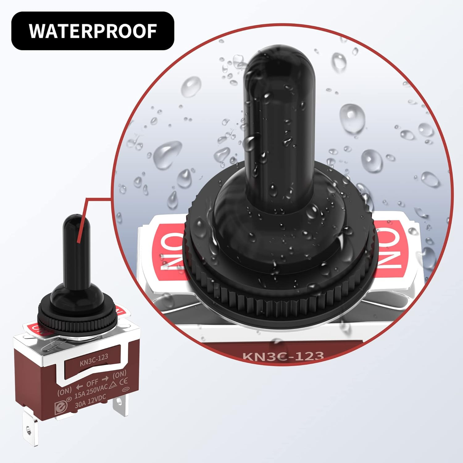 12 Volt Momentary Toggle Switch (On)-Off-(On) 3 Way Waterproof Toggle Switch ...