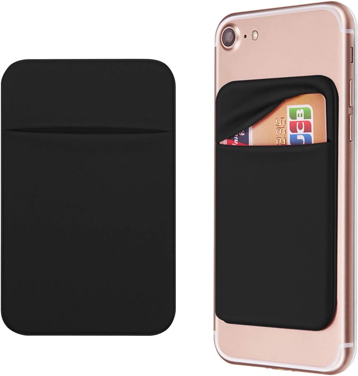 Cell Phone Pocket Self Adhesive Card Holder Stick Black（2pack）