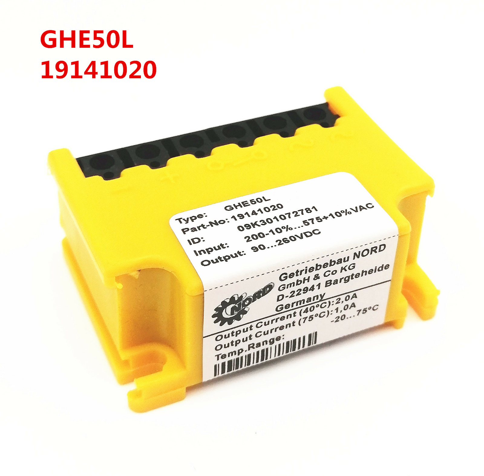 Motor brake Rectifier GHE50L part no 19141020 200V-10%...575V+10%VAC 90...260VDC