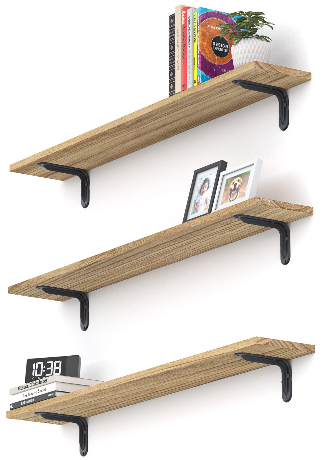 36 Inch Floating Shelves, Set of 3 Long Floating Shelves for Wall Decor, Phot...