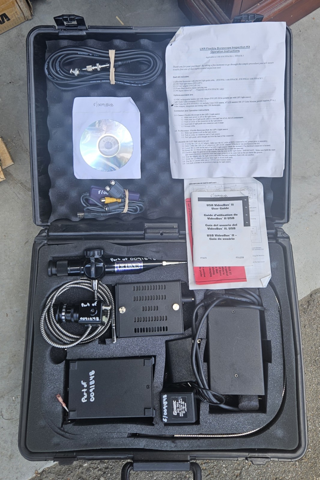UXR Industrial NDT Borescope Fiberscope Kit Light Source Probe With Case