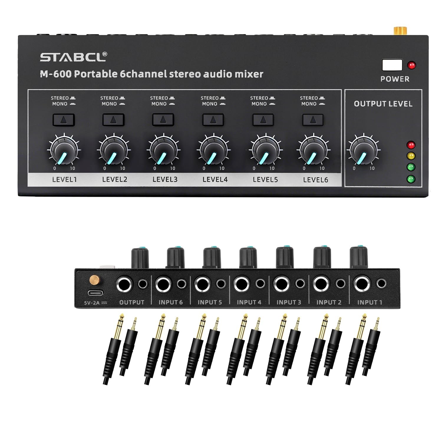 STABCL 6-Ch Stereo Line Mixer 6.35mm 3.5mm Jack 5V DC