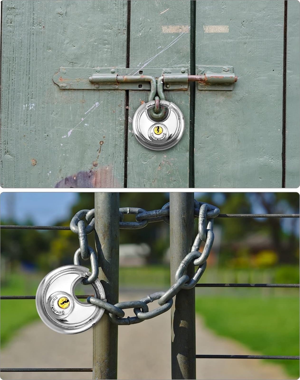 QWORK Keyed Alike Disc Padlock 8 Pack Stainless Steel Locks