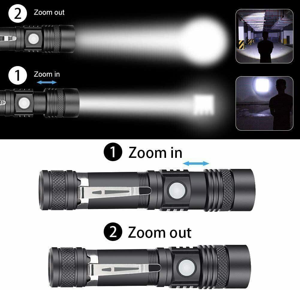 Powerful LED Flashlight High Lumens Tactical Torch Flash Light USB Rechargeable