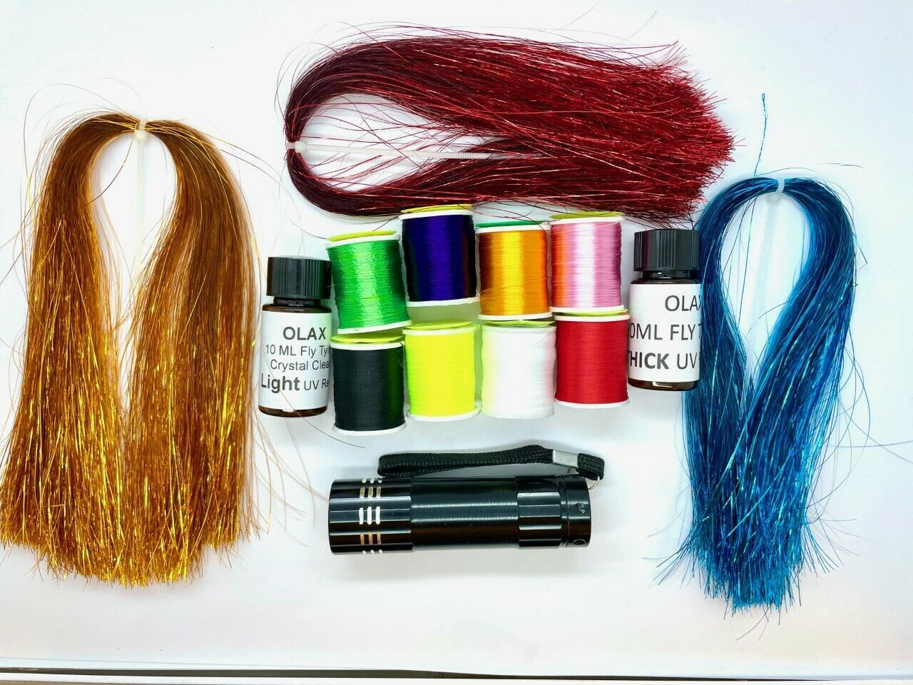 Wooden Hand Made Fly Tying Tools, Materials Set in a Box, Vise, Thread, Whip