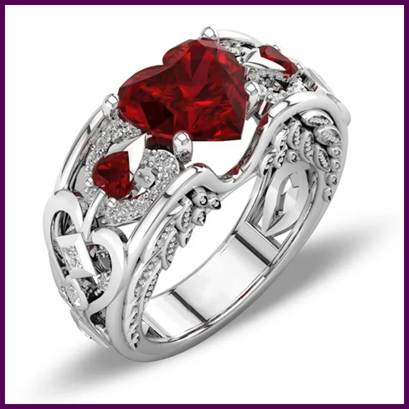 Classic 5 Color Authentic 925 Sterling Silver Ring Multicolor Love Heart Zircon
